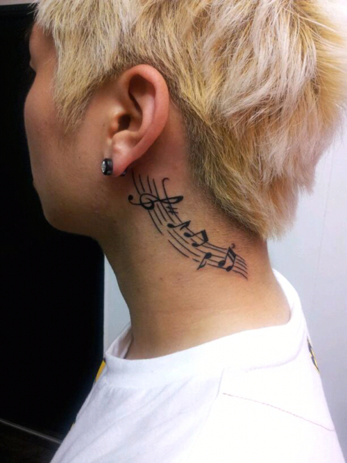 Music Notes Tattoo Neck Images &amp; Pictures - Becuo