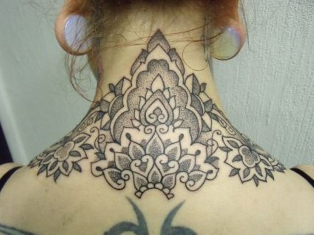 Black Lotus Neck Tattoo - wide 3