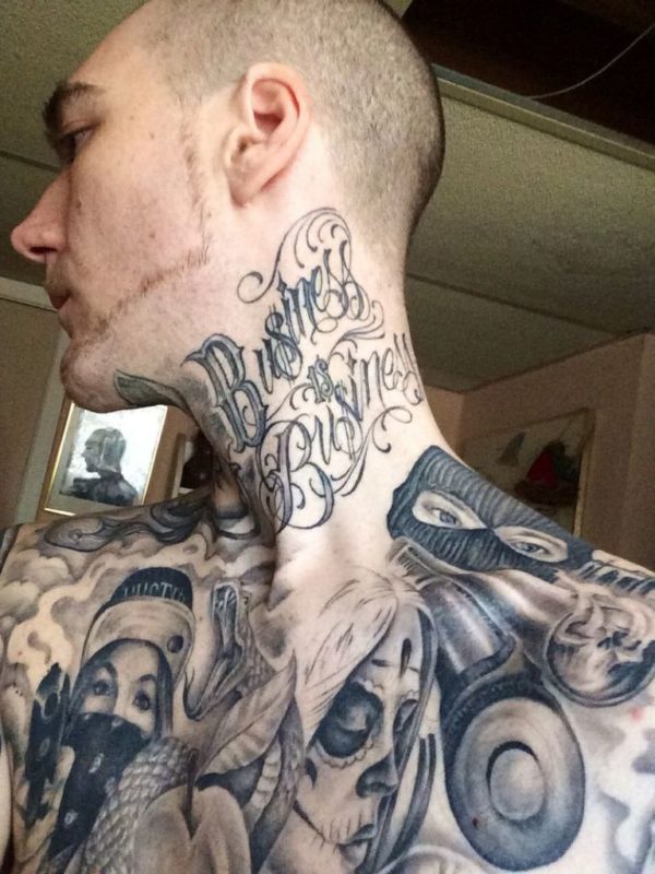 Aborable Gangster Tattoo On Neck