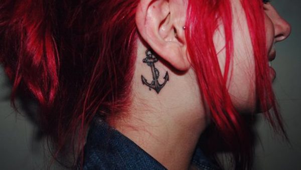Adorable Anchor Tattoo On Neck