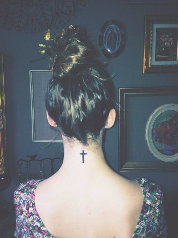 Adorable Black Cross Tattoo