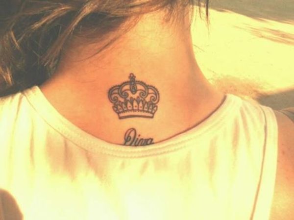 Adorable Crown Neck Tattoo