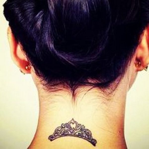 Adorable Crown Tattoo On Neck