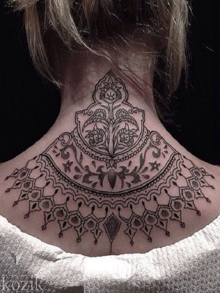 63 Attractive Mandala Neck Tattoos.