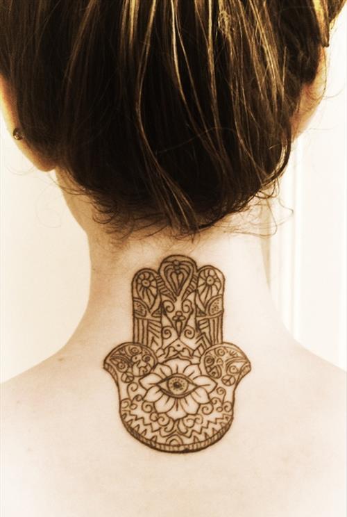 Adorable Mandala Neck Tattoo