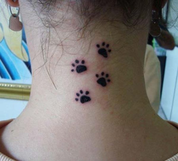 Adorable Neck Tattoo Of Paw