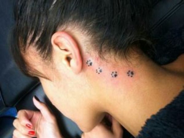 Adorable Paw Neck Tattoo