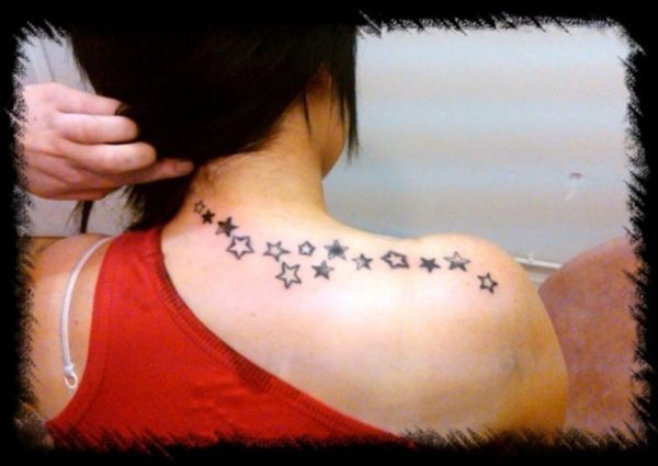 Adorable Stars Tattoo  On Neck Back