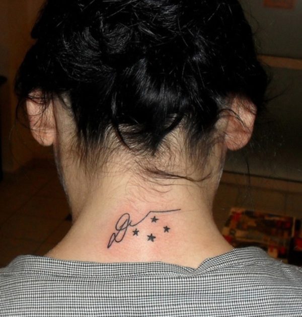 Adorable Stars Tattoo On Neck 