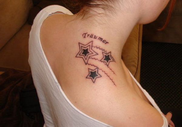 Adorable Stars Tattoo On Neck