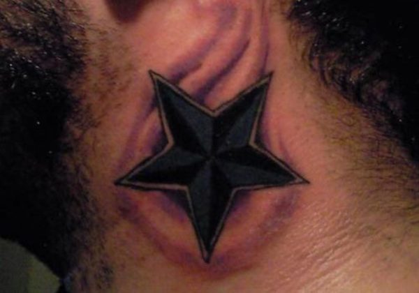 Adorable Stars Tattoo On Side Neck
