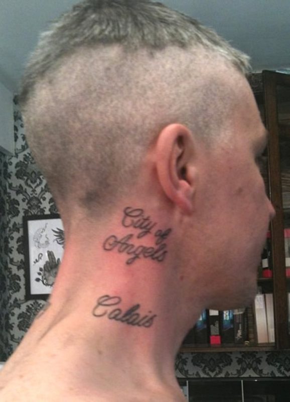 Adorable Words Tattoo On Neck