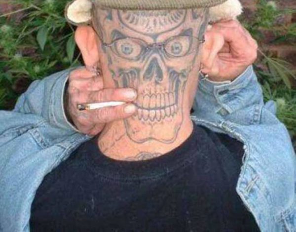 Alien Skull Neck Tattoo