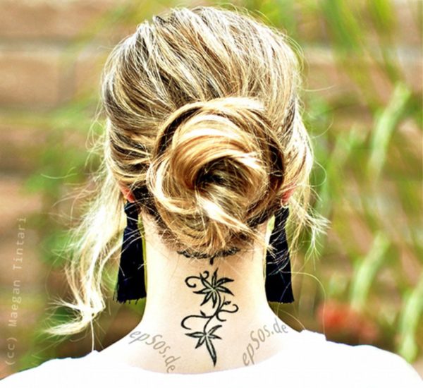 Amazing Flower Neck Tattoo