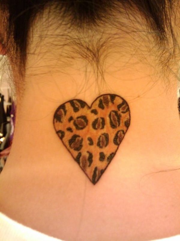 Amazing Heart Tattoo On Neck