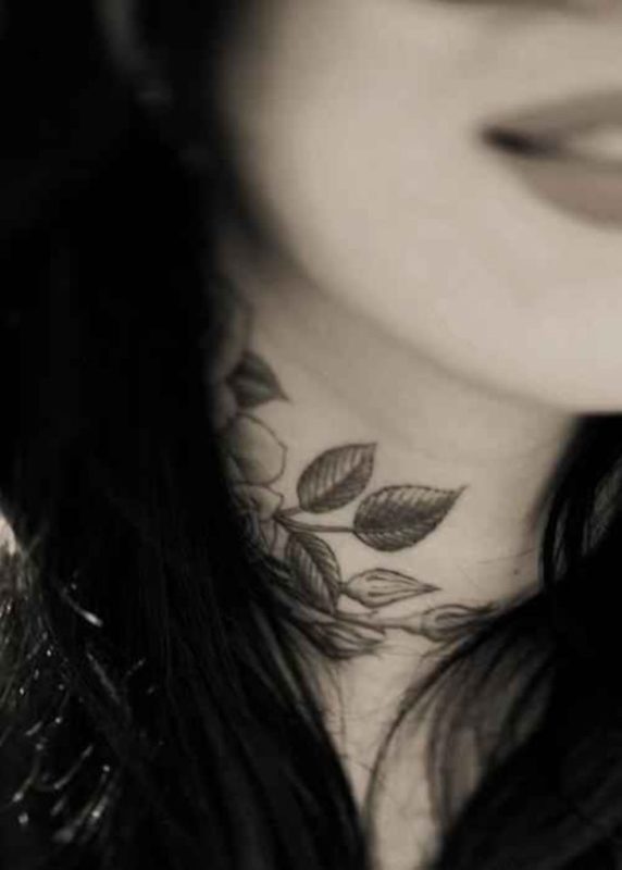 Amazing Roses Tattoo On Side Neck