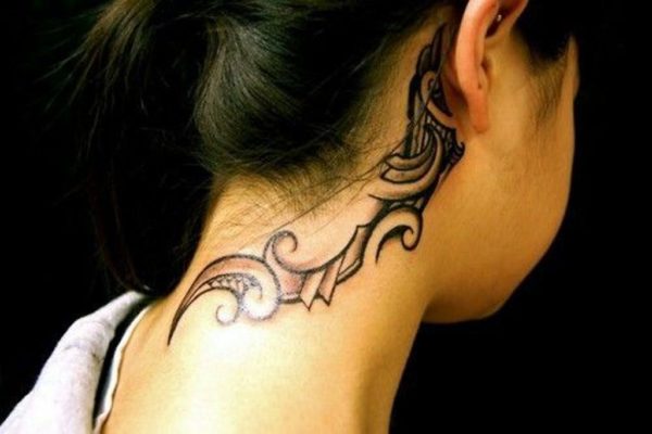 Amazing Tribal Tattoo On Neck