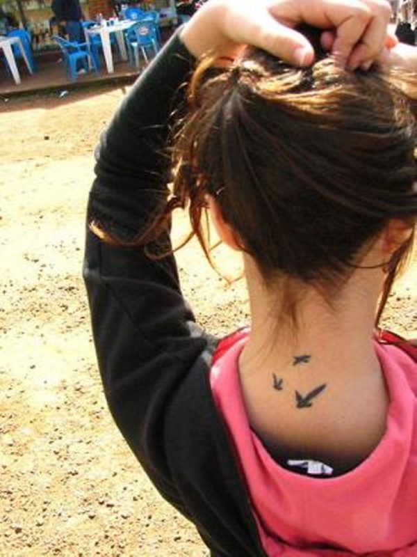 Amazing Birds Tattoo Design On Neck