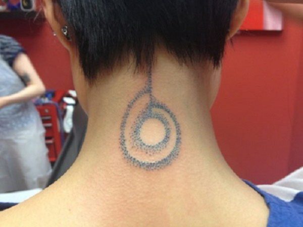 Amazing Circle Tattoo On Neck