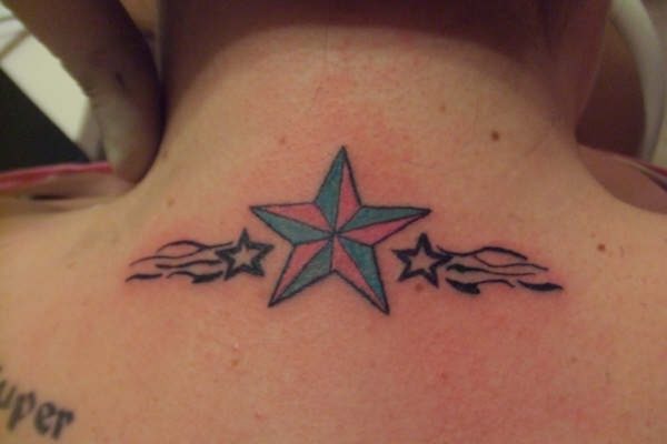 Amazing Designer Stars Tattoo On Neck