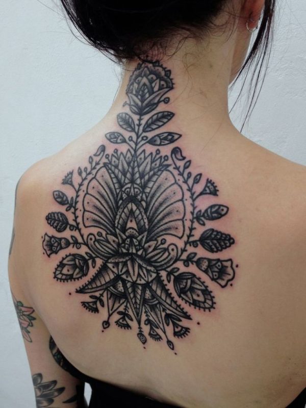 Amazing Floral Mandala Neck Tattoo