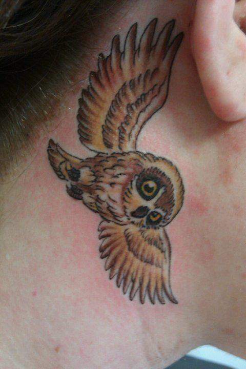 Amazing Flying Owl Tattoo