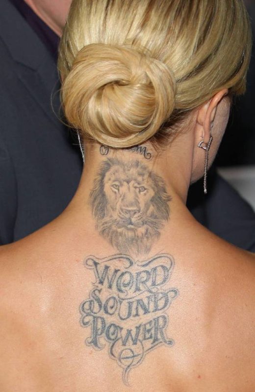 Amazing Grey Lion Face Tattoo