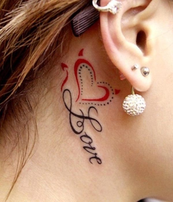 Amazing Love Heart Tattoo On Neck