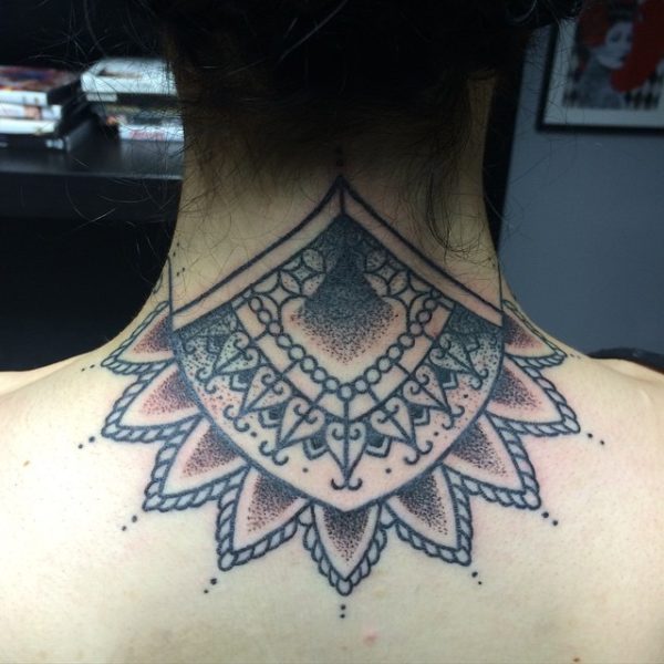 Amazing Mandala Tattoo On Neck