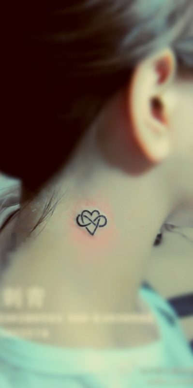 Amazing Small Heart Tattoo On Neck
