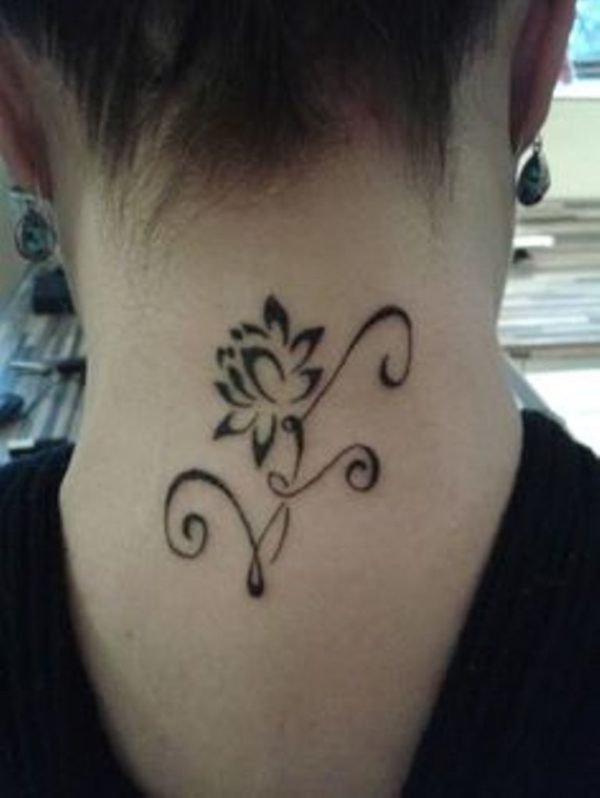 Amazing Small Neck Lotus Tattoo
