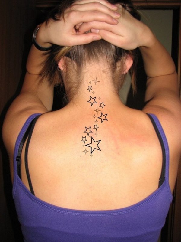 Amazing Stars Tattoo On Neck