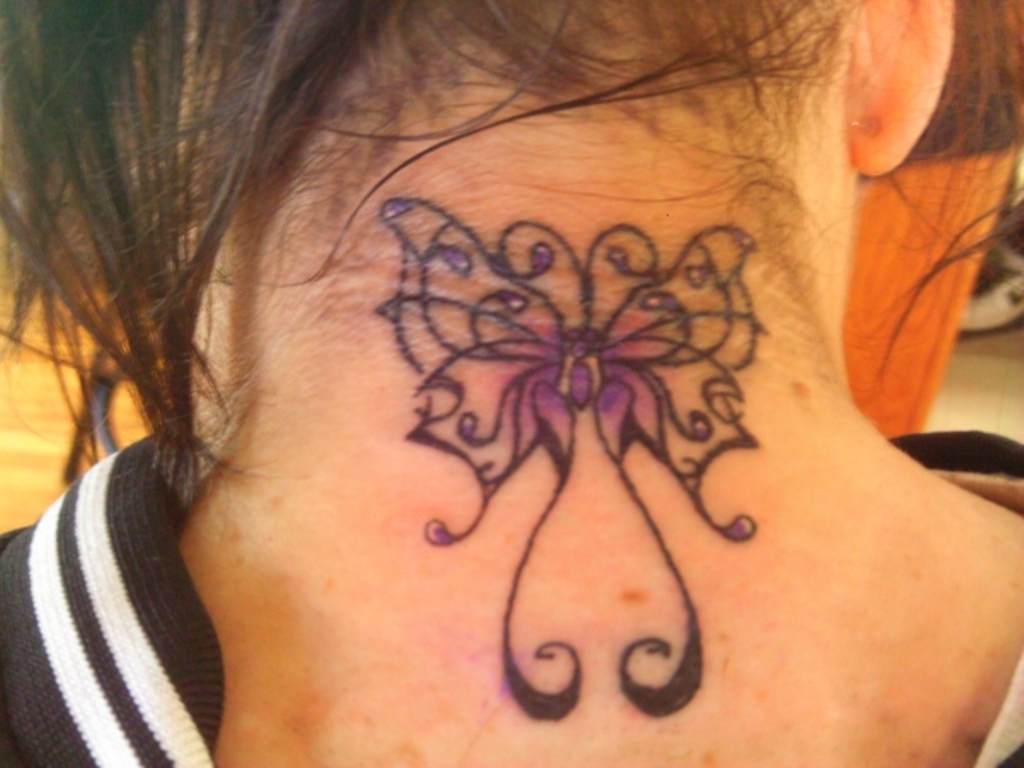 63 Beautiful Neck Butterfly Tattoos.