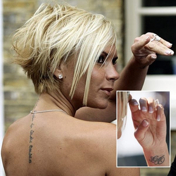 Amazing Victoria Beckham Neck Tattoo Design