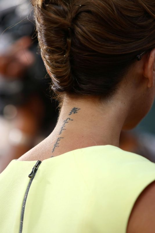 Amazing Victoria Beckham Neck Tattoo