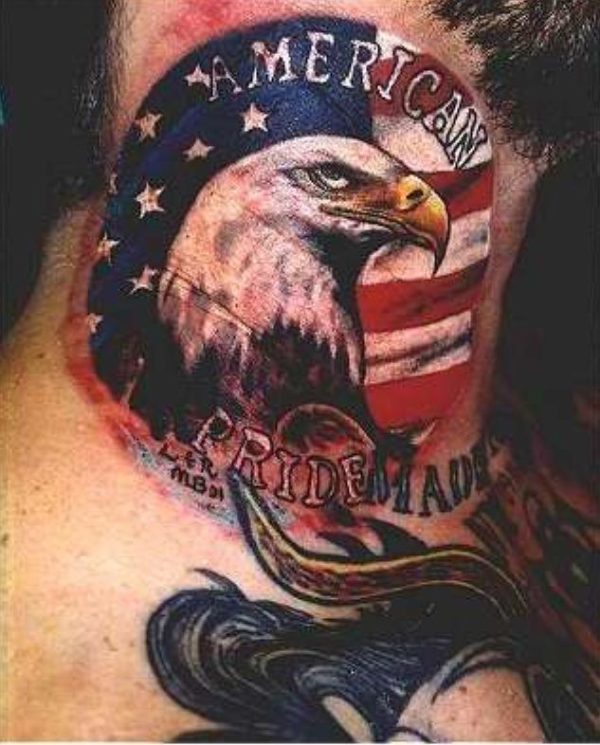 American Eagle Tattoo On Neck