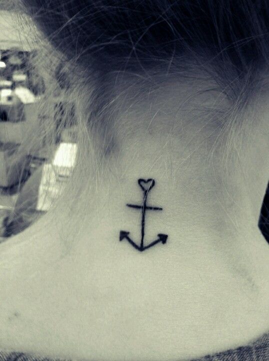 Anchor Heart Tattoo On Neck