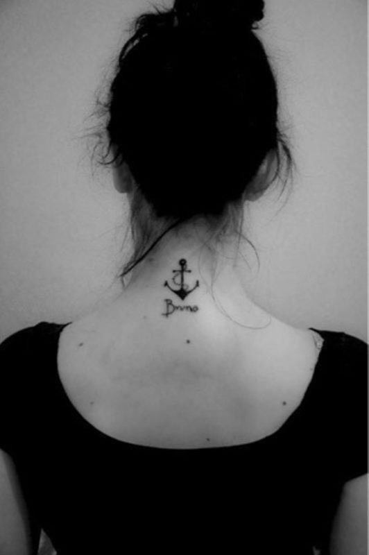Anchor Tattoo On Back Neck