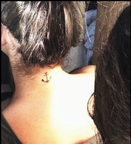 Anchor Tattoo On Neck