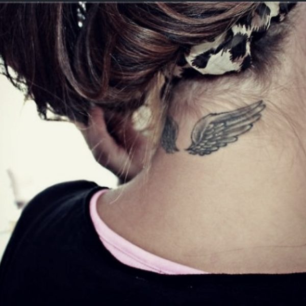 Angel Feather Neck Tattoo