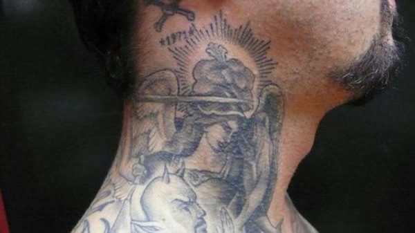 Angel Tattoo On Neck
