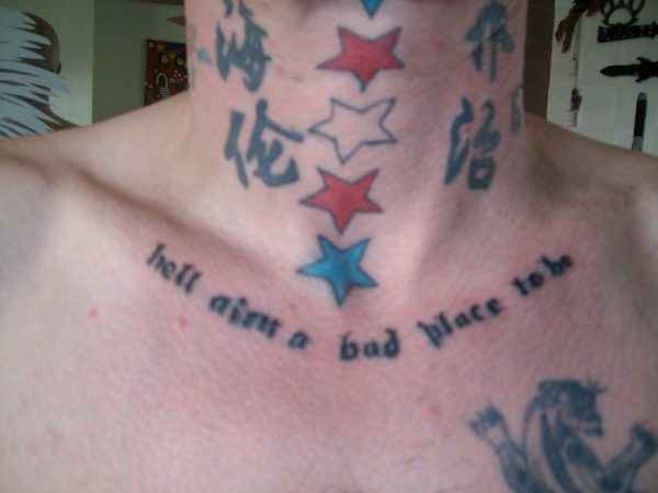 Army Stars Tattoo On Neck