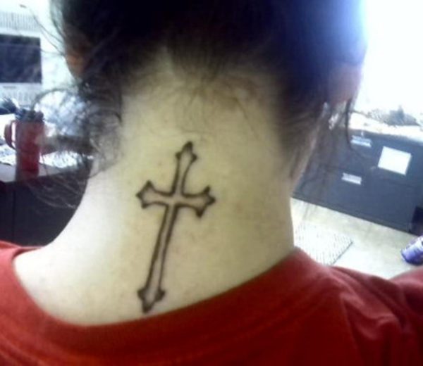 Attractive Cross Neck Tattoo