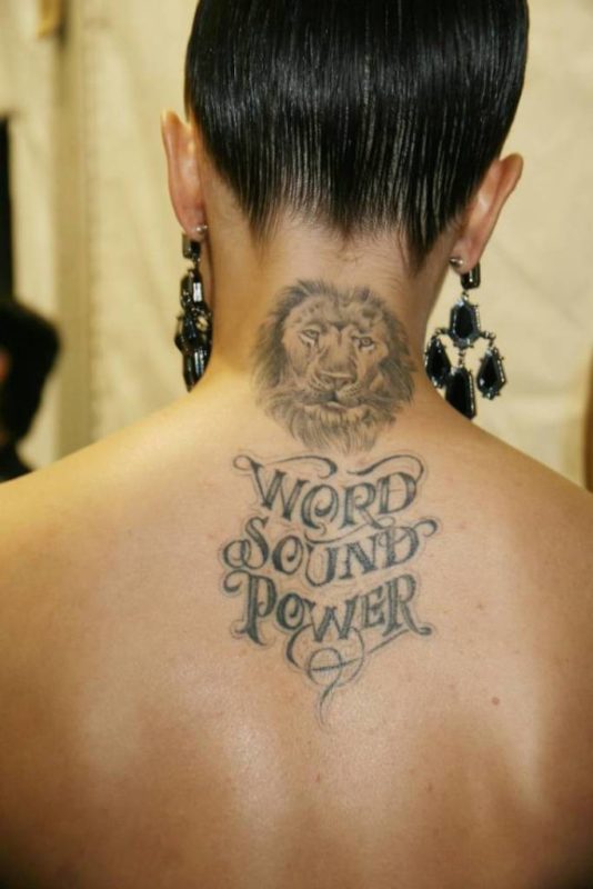 Attractive Lion Tattoo On Neck