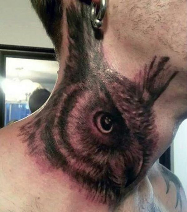 Attractive Owl Neck Tattoo