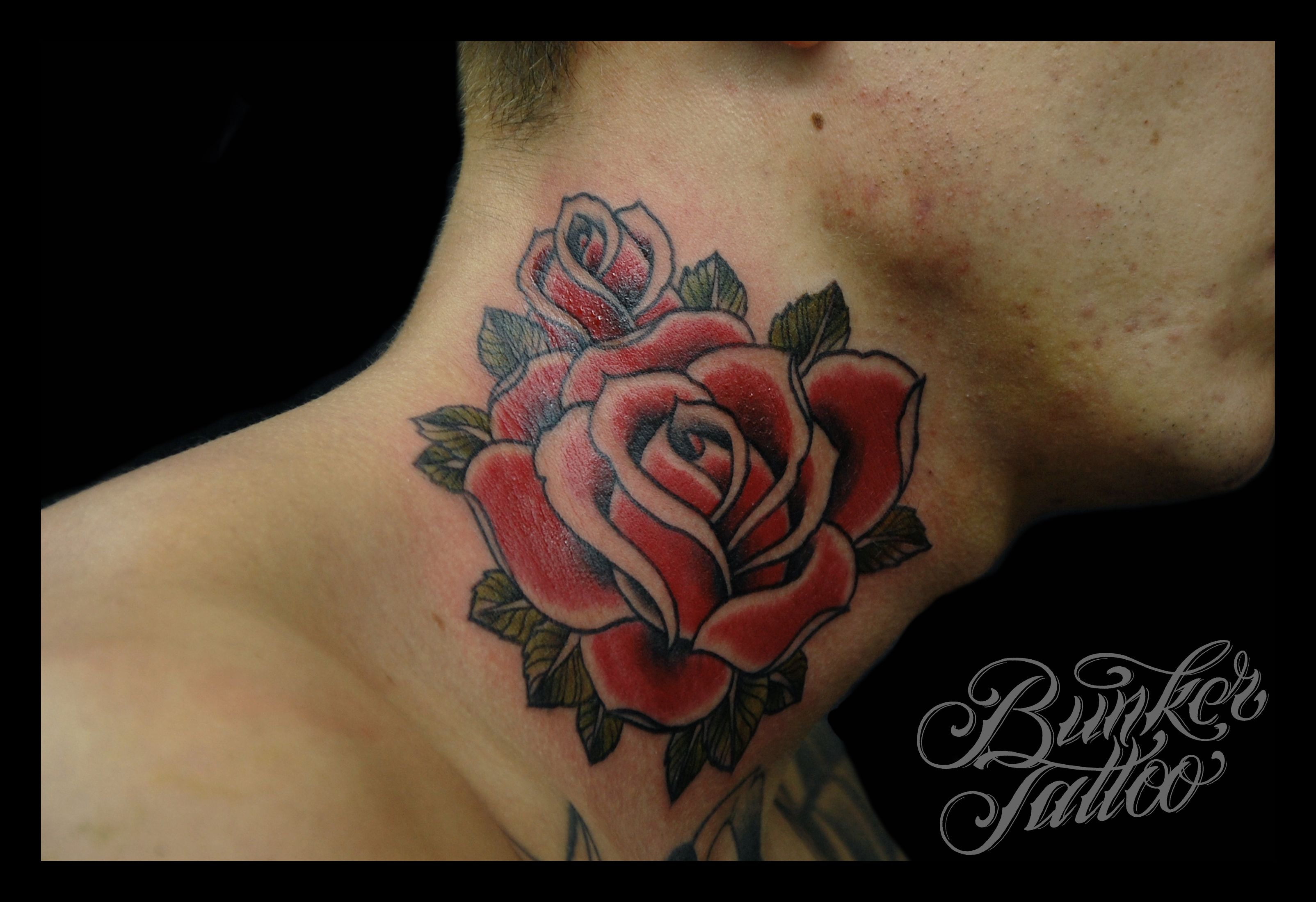 57 Realistic Roses Neck Tattoos