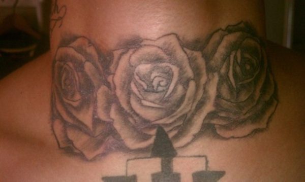 Attractive Roses Tattoo On Neck