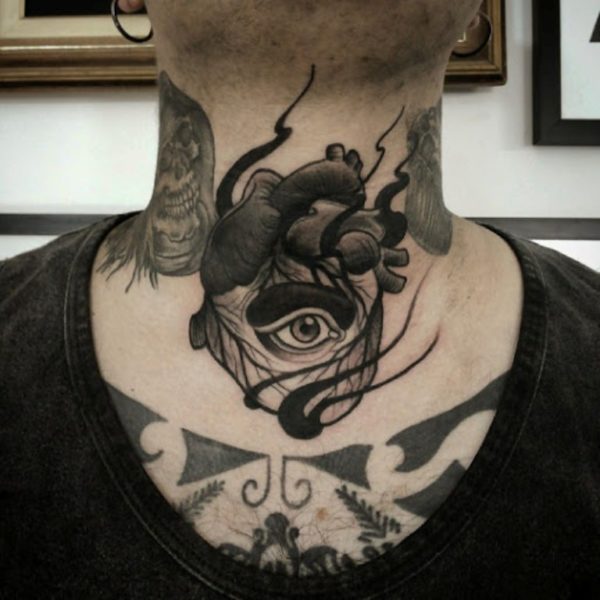Attractive Skull Neck Tattoo
