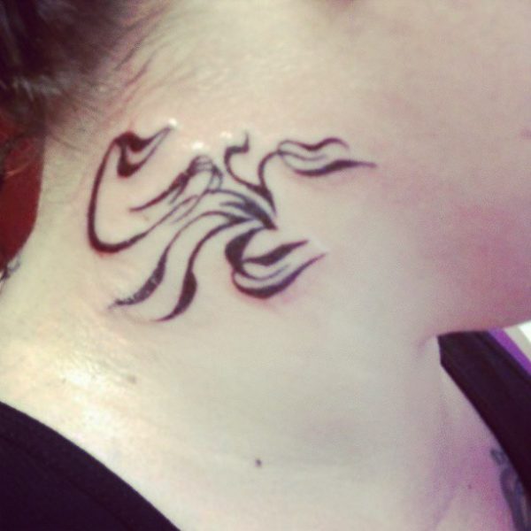Attractive Small Tribal Tattoo On Neck