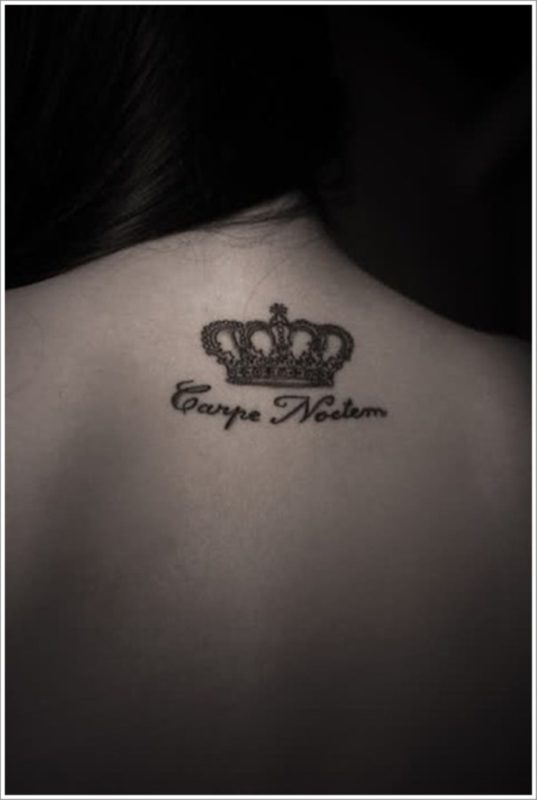 Attractive Queen Crown Tattoo On Neck